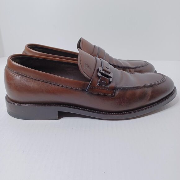 Tod's Leather Loafers Mens 7.5 Brown Bit Slip On Dress Shoes Made in Italy - Picture 6 of 13
